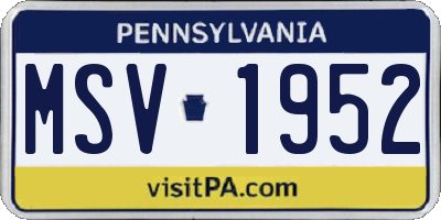 PA license plate MSV1952