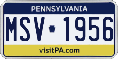 PA license plate MSV1956