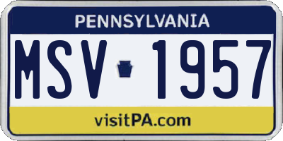 PA license plate MSV1957