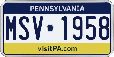 PA license plate MSV1958