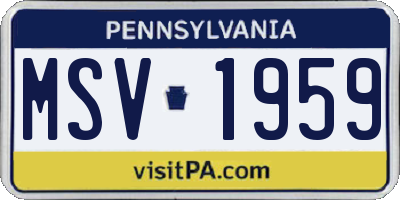PA license plate MSV1959