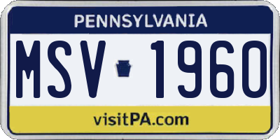 PA license plate MSV1960