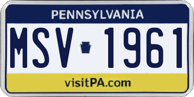 PA license plate MSV1961