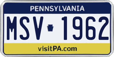 PA license plate MSV1962