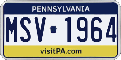 PA license plate MSV1964
