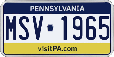 PA license plate MSV1965