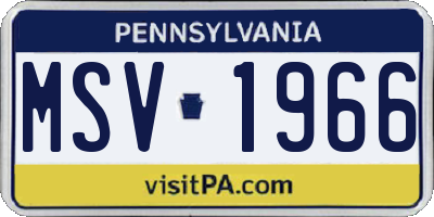 PA license plate MSV1966