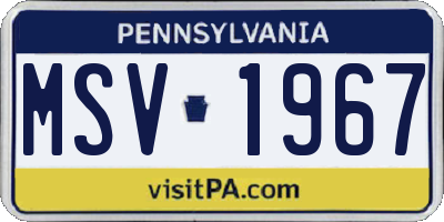 PA license plate MSV1967