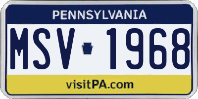 PA license plate MSV1968
