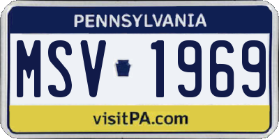 PA license plate MSV1969