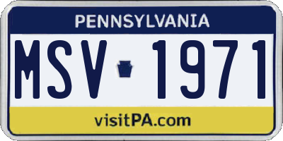 PA license plate MSV1971