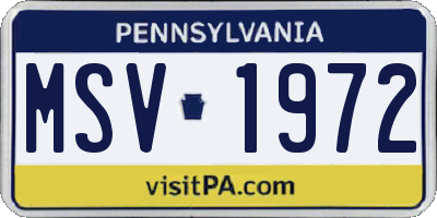 PA license plate MSV1972