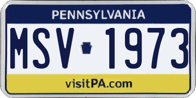 PA license plate MSV1973