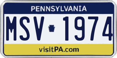 PA license plate MSV1974