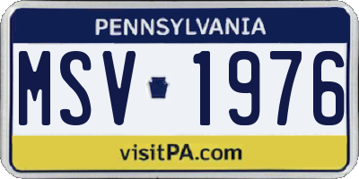 PA license plate MSV1976
