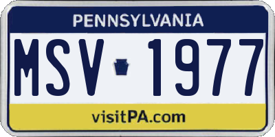 PA license plate MSV1977