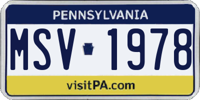 PA license plate MSV1978