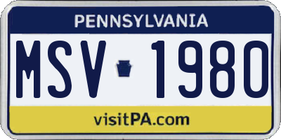 PA license plate MSV1980