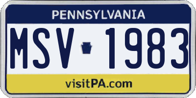 PA license plate MSV1983