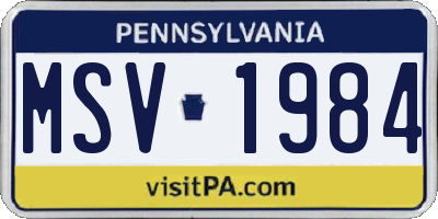 PA license plate MSV1984
