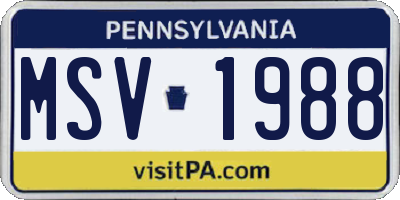 PA license plate MSV1988