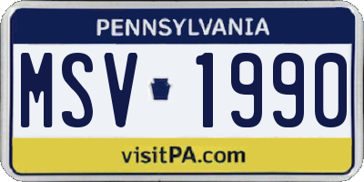 PA license plate MSV1990