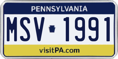 PA license plate MSV1991