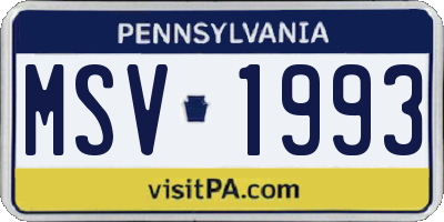 PA license plate MSV1993
