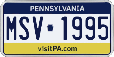 PA license plate MSV1995
