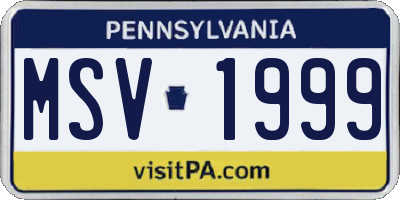 PA license plate MSV1999