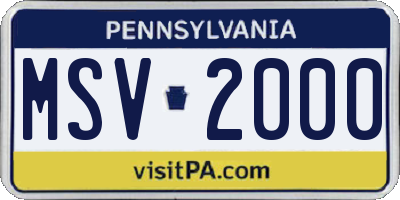 PA license plate MSV2000