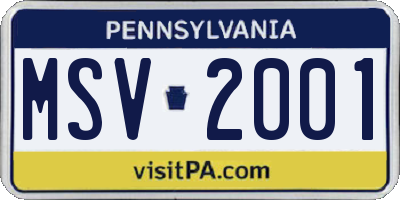 PA license plate MSV2001