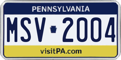 PA license plate MSV2004