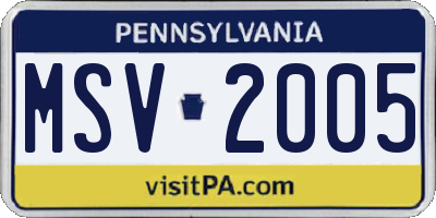 PA license plate MSV2005