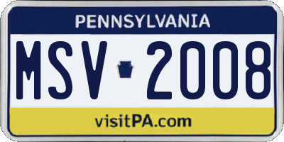 PA license plate MSV2008