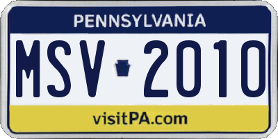 PA license plate MSV2010