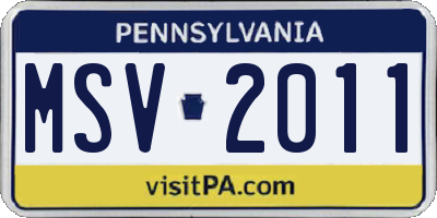 PA license plate MSV2011