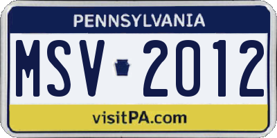 PA license plate MSV2012