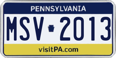 PA license plate MSV2013