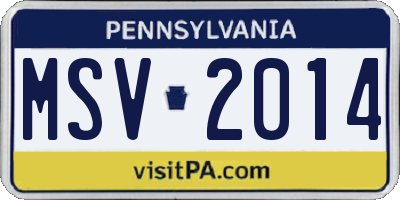 PA license plate MSV2014
