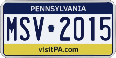 PA license plate MSV2015