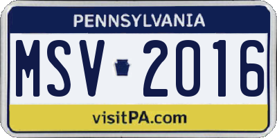 PA license plate MSV2016