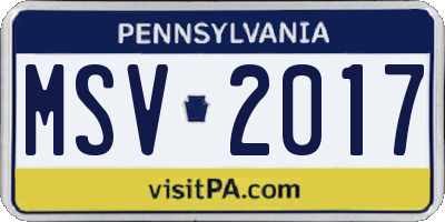 PA license plate MSV2017