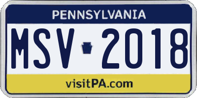 PA license plate MSV2018
