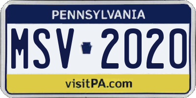 PA license plate MSV2020