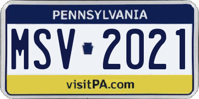 PA license plate MSV2021