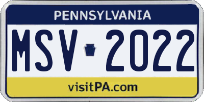 PA license plate MSV2022