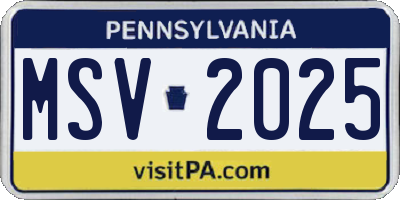 PA license plate MSV2025