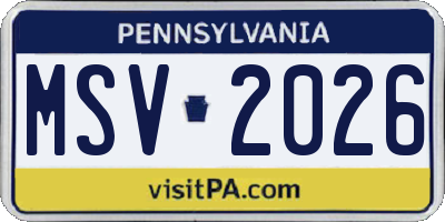 PA license plate MSV2026