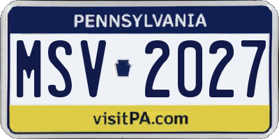 PA license plate MSV2027